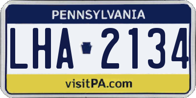 PA license plate LHA2134
