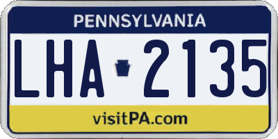 PA license plate LHA2135