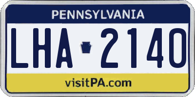 PA license plate LHA2140