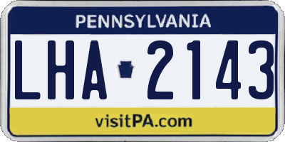 PA license plate LHA2143