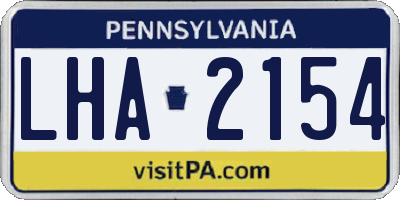 PA license plate LHA2154
