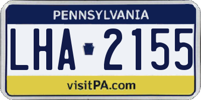 PA license plate LHA2155