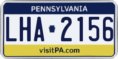 PA license plate LHA2156