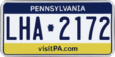 PA license plate LHA2172
