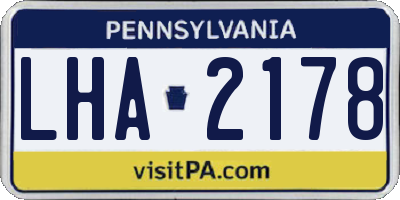 PA license plate LHA2178