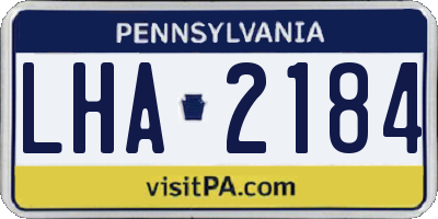 PA license plate LHA2184