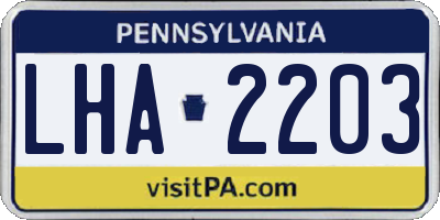 PA license plate LHA2203