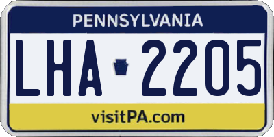 PA license plate LHA2205