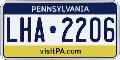 PA license plate LHA2206