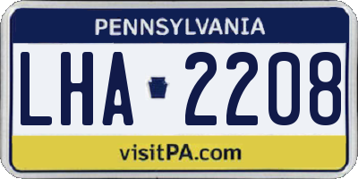 PA license plate LHA2208