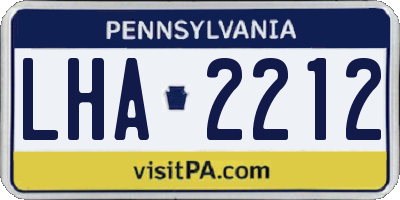 PA license plate LHA2212