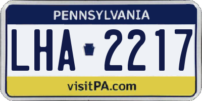 PA license plate LHA2217