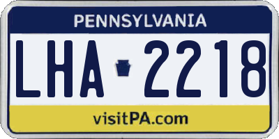 PA license plate LHA2218