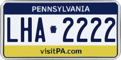 PA license plate LHA2222