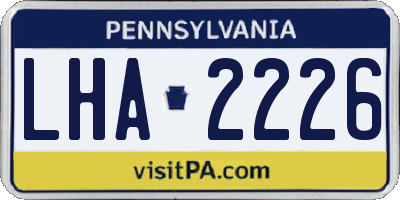 PA license plate LHA2226