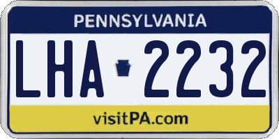 PA license plate LHA2232