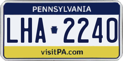 PA license plate LHA2240