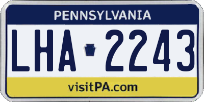 PA license plate LHA2243