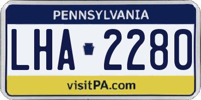 PA license plate LHA2280