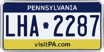 PA license plate LHA2287