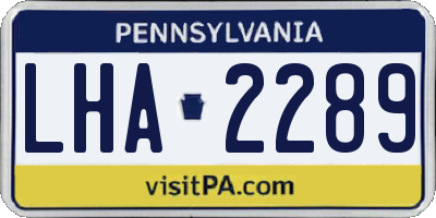 PA license plate LHA2289