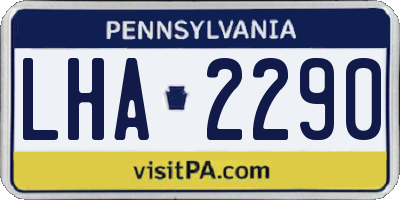 PA license plate LHA2290