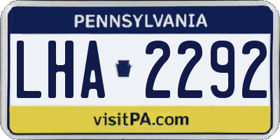 PA license plate LHA2292