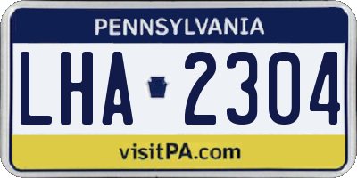 PA license plate LHA2304