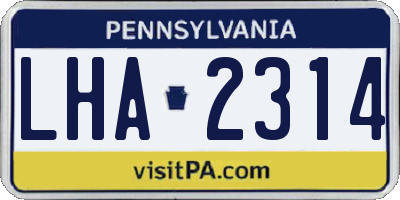 PA license plate LHA2314