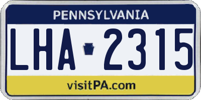 PA license plate LHA2315