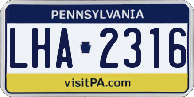 PA license plate LHA2316