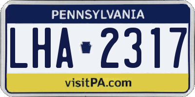 PA license plate LHA2317