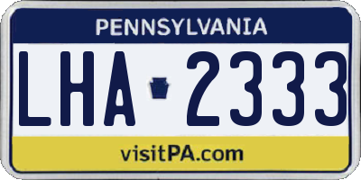 PA license plate LHA2333