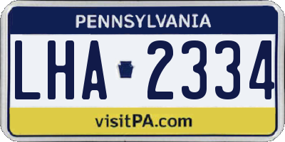 PA license plate LHA2334