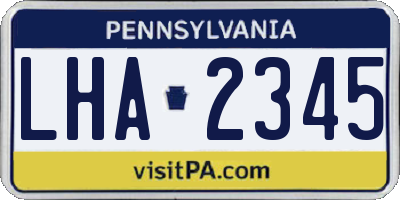 PA license plate LHA2345