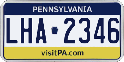 PA license plate LHA2346