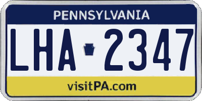 PA license plate LHA2347