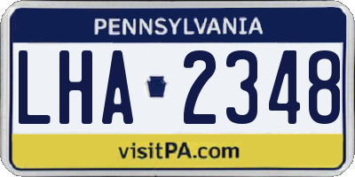 PA license plate LHA2348