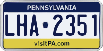 PA license plate LHA2351
