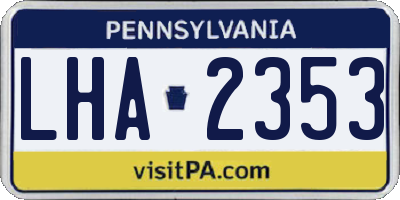 PA license plate LHA2353