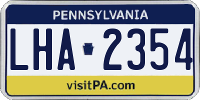 PA license plate LHA2354