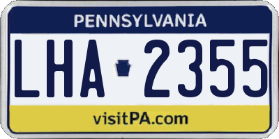 PA license plate LHA2355