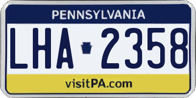 PA license plate LHA2358