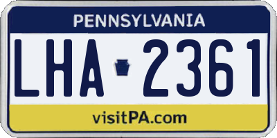 PA license plate LHA2361