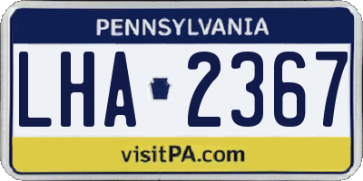 PA license plate LHA2367