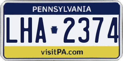 PA license plate LHA2374