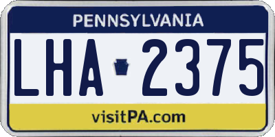 PA license plate LHA2375