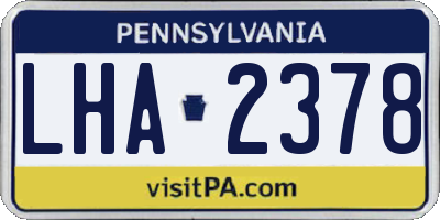 PA license plate LHA2378