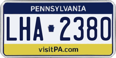 PA license plate LHA2380