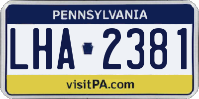 PA license plate LHA2381